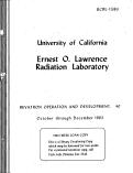 Cover page: BEVATRON OPERATION AND DEVELOPMENT. 40 October through December 1963