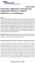 Cover page: Partnership, Collaboration, and Community  Engagement: Reflections on Applied  Repatriation in a Small Museum