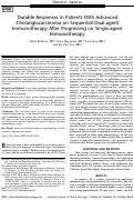 Cover page: Durable Responses in Patients With Advanced Cholangiocarcinoma on Sequential Dual-agent Immunotherapy After Progressing on Single-agent Immunotherapy