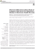 Cover page: Phenome-Wide Association Study of Polygenic Risk Score for Alzheimer's Disease in Electronic Health Records.