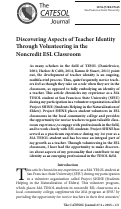 Cover page: Discovering Aspects of Teacher Identity Through Volunteering in the Noncredit ESL Classroom