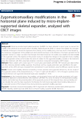 Cover page: Zygomaticomaxillary modifications in the horizontal plane induced by micro-implant-supported skeletal expander, analyzed with CBCT images