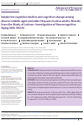 Cover page of Subjective cognitive decline and cognitive change among diverse middle‐aged and older Hispanic/Latino adults: Results from the Study of Latinos–Investigation of Neurocognitive Aging (SOL‐INCA)