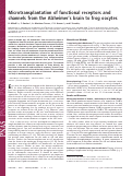 Cover page: Microtransplantation of functional receptors and channels from the Alzheimer's brain to frog oocytes