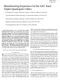 Cover page: Manufacturing experience for the LHC inner triplet quadrupole 
cables