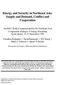 Cover page: Policy Paper 36: Energy and Security in Northeast Asia: Supply and Demand, Conflict and
