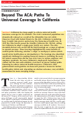 Cover page: Beyond The ACA: Paths To Universal Coverage In California