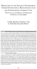 Cover page: Protection of the Natural Environment Under International Humanitarian Law and International Criminal Law: The Case of the Special Jurisdiction for Peace in Colombia