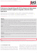 Cover page of Preferences of people living with HIV for features of tuberculosis preventive treatment regimens in Uganda: a discrete choice experiment