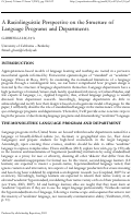 Cover page: A Raciolinguistic Perspective on the Structure of Language Programs and Departments