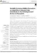 Cover page: GluN2B-Containg NMDA Receptors on Adult-Born Granule Cells Contribute to the Antidepressant Action of Fluoxetine