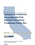Cover page of Analysis of California Assembly Bill 575: Obesity Prevention Treatment Parity Act&nbsp;