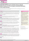 Cover page: Association of Continuation of Statin Therapy Initiated Before Transition to Chronic Dialysis Therapy With Mortality After Dialysis Initiation