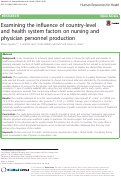 Cover page: Examining the influence of country-level and health system factors on nursing and physician personnel production