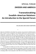 Cover page: Transnationalizing Swedish–American Relations: An Introduction to the Special Forum