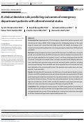 Cover page: A clinical decision rule predicting outcomes of emergency department patients with altered mental status