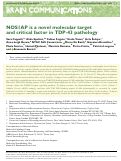 Cover page: NOS1AP is a novel molecular target and critical factor in TDP-43 pathology