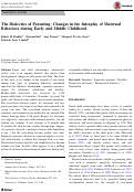 Cover page: The Dialectics of Parenting: Changes in the Interplay of Maternal Behaviors during Early and Middle Childhood