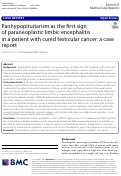 Cover page: Panhypopituitarism as the first sign of paraneoplastic limbic encephalitis in a patient with cured testicular cancer: a case report