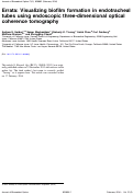 Cover page: Errata: Visualizing biofilm formation in endotracheal tubes using endoscopic three-dimensional optical coherence tomography