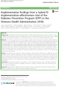 Cover page: Implementation findings from a hybrid III implementation-effectiveness trial of the Diabetes Prevention Program (DPP) in the Veterans Health Administration (VHA)