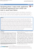 Cover page: Designing phase 3 sepsis trials: application of learned experiences from critical care trials in acute heart failure