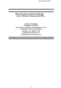 Cover page: Addressing Environmental Challenges in the California Transportation Plan