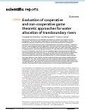Cover page: Evaluation of cooperative and non-cooperative game theoretic approaches for water allocation of transboundary rivers
