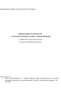 Cover page: Halting in single word production: A test of the perceptual loop theory of speech monitoring