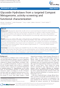 Cover page: Glycoside Hydrolases from a targeted Compost Metagenome, activity-screening and functional characterization
