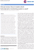 Cover page: Clinical review: Does it matter which hemodynamic monitoring system is used?