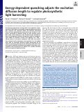 Cover page: Energy-dependent quenching adjusts the excitation diffusion length to regulate photosynthetic light harvesting