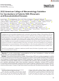 Cover page: 2022 American College of Rheumatology Guideline for Vaccinations in Patients With Rheumatic and Musculoskeletal Diseases