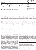 Cover page: How sociolinguistic factors shape children’s subjective impressions of teacher quality