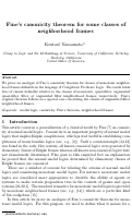 Cover page: Fine's canonicity theorem for some classes of neighborhood frames