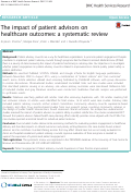 Cover page: The impact of patient advisors on healthcare outcomes: a systematic review