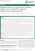 Cover page: Differential effects of a post-anthesis fertilizer regimen on the wheat flour proteome determined by quantitative 2-DE