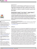 Cover page: Metabolic and behavioral features of acute hyperpurinergia and the maternal immune activation mouse model of autism spectrum disorder