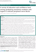 Cover page: A survey of education and confidence level among graduating anesthesia residents with regard to selected peripheral nerve blocks