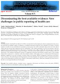 Cover page: Disseminating the best available evidence: New challenges in public reporting of health care