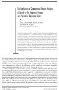 Cover page: The application of computerized content analysis of speech to the diagnostic process in a psychiatric outpatient clinic.