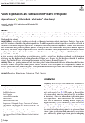 Cover page: Patient Expectations and Satisfaction in Pediatric Orthopedics.