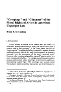 Cover page: "Creepings" and "Glimmers" of the Moral Rights of Artists in American Copyright Law