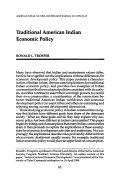 Cover page: Traditional American Indian Economic Policy