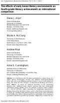 Cover page: The effects of early home literacy environments on fourth-grade literacy achievement: an international comparison