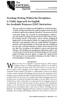 Cover page: Teaching Writing Within the Disciplines: A Viable Approach for English for Academic Purposes (EAP) Instructors