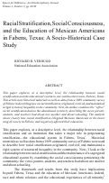 Cover page: Racial Stratification, Social Consciousness, and the Education of Mexican Americans in Fabens, Texas: A Socio-Historical Case Study