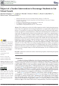 Cover page: Impact of a Teacher Intervention to Encourage Students to Eat School Lunch.