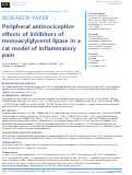 Cover page: Peripheral antinociceptive effects of inhibitors of monoacylglycerol lipase in a rat model of inflammatory pain