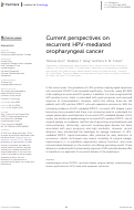 Cover page: Current perspectives on recurrent HPV-mediated oropharyngeal cancer